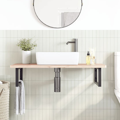 Basin Shelf Wall Mounted Steel and Solid Wood Beech