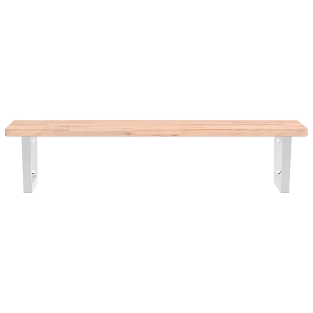 Basin Shelf Wall Mounted Steel and Solid Wood Beech