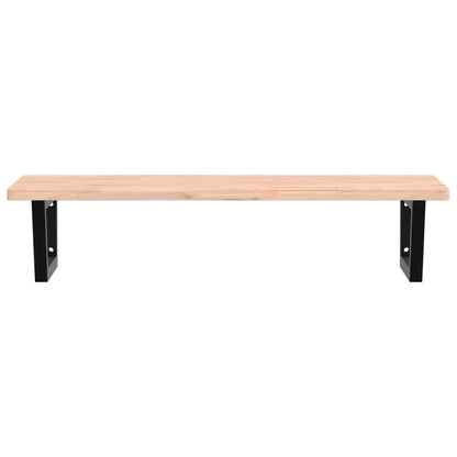 Basin Shelf Wall Mounted Steel and Solid Wood Beech