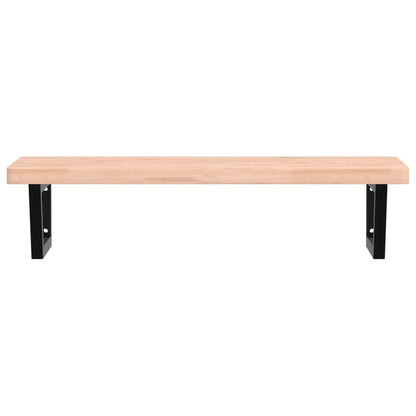 Basin Shelf Wall Mounted Steel and Solid Wood Beech