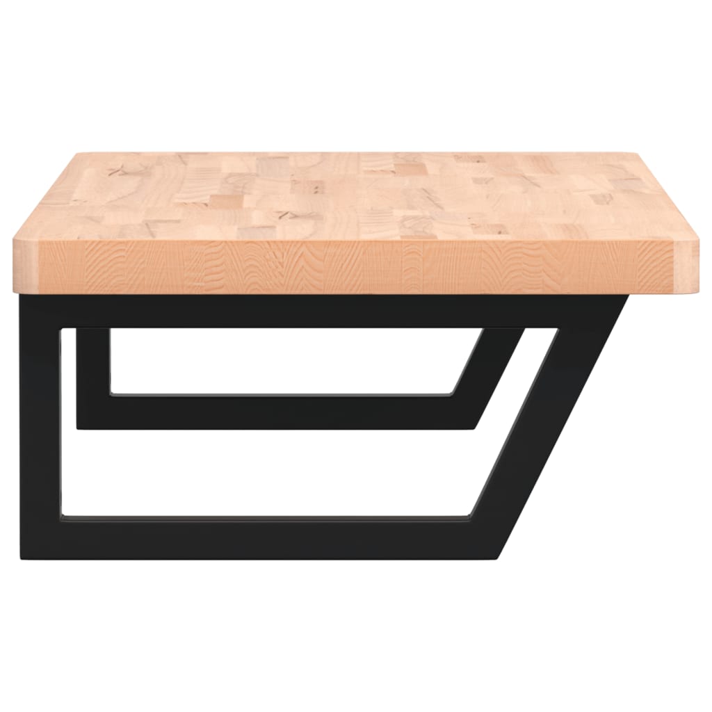 Basin Shelf Wall Mounted Steel and Solid Wood Beech