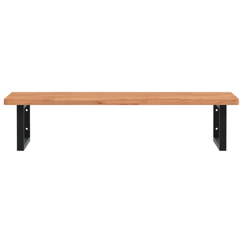 Basin Shelf Wall Mounted Steel and Solid Wood Beech