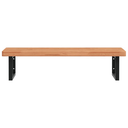Basin Shelf Wall Mounted Steel and Solid Wood Beech