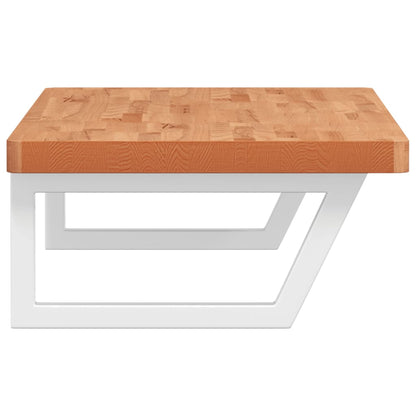 Basin Shelf Wall Mounted Steel and Solid Wood Beech