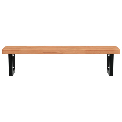 Basin Shelf Wall Mounted Steel and Solid Wood Beech