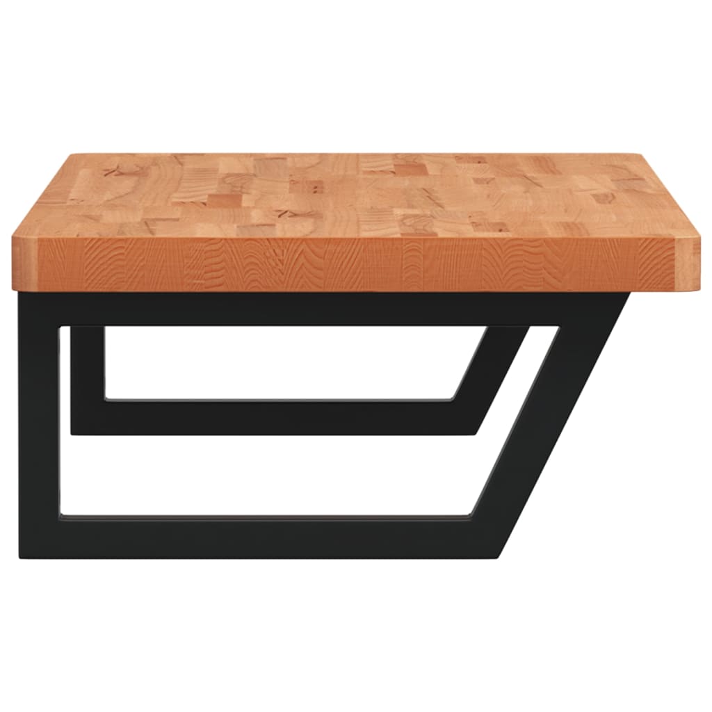 Basin Shelf Wall Mounted Steel and Solid Wood Beech