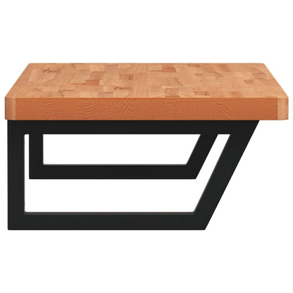 Basin Shelf Wall Mounted Steel and Solid Wood Beech