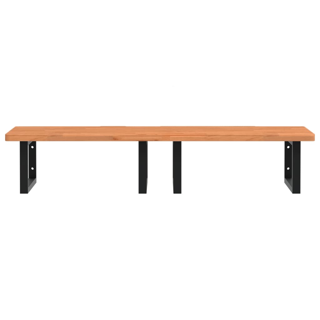 Basin Shelf Wall Mounted Steel and Solid Wood Beech