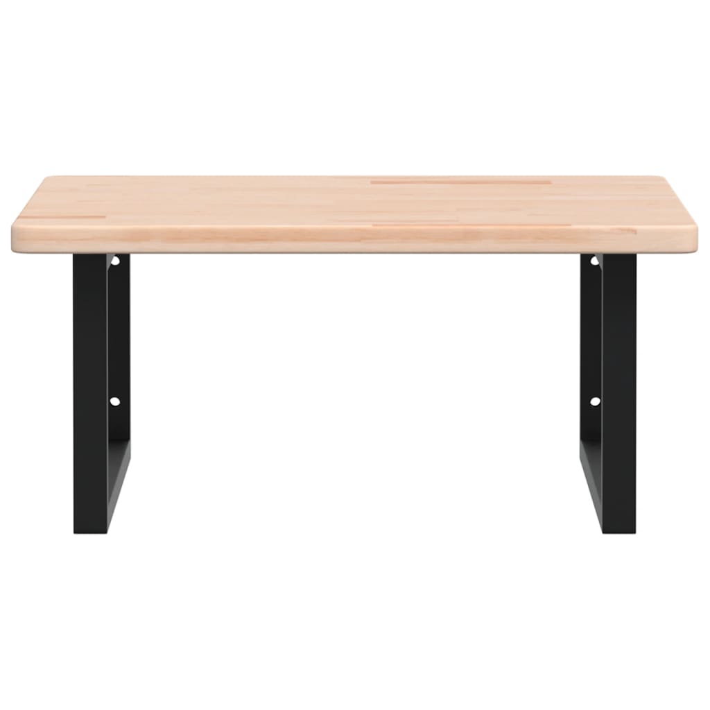 Basin Shelf Wall Mounted Steel and Solid Wood Oak