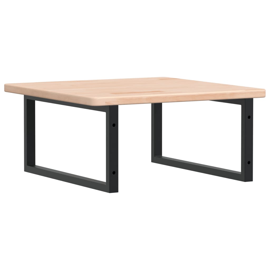 Basin Shelf Wall Mounted Steel and Solid Wood Oak