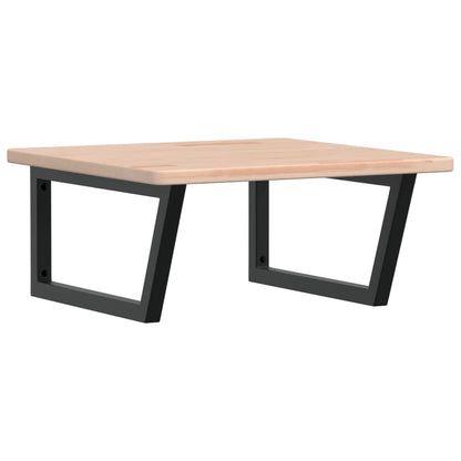 Basin Shelf Wall Mounted Steel and Solid Wood Oak
