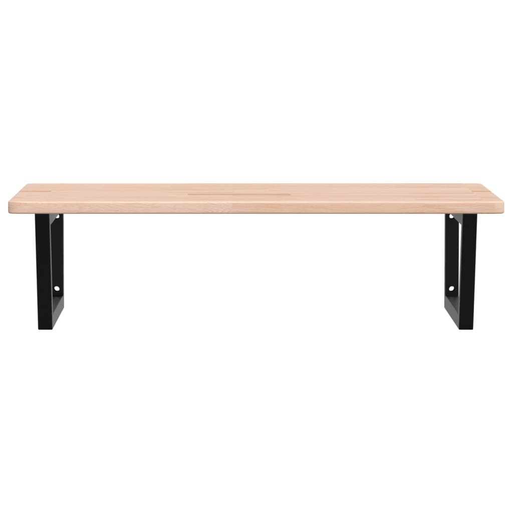 Basin Shelf Wall Mounted Steel and Solid Wood Oak