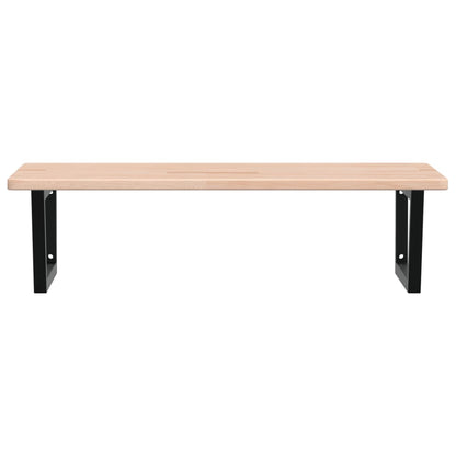 Basin Shelf Wall Mounted Steel and Solid Wood Oak