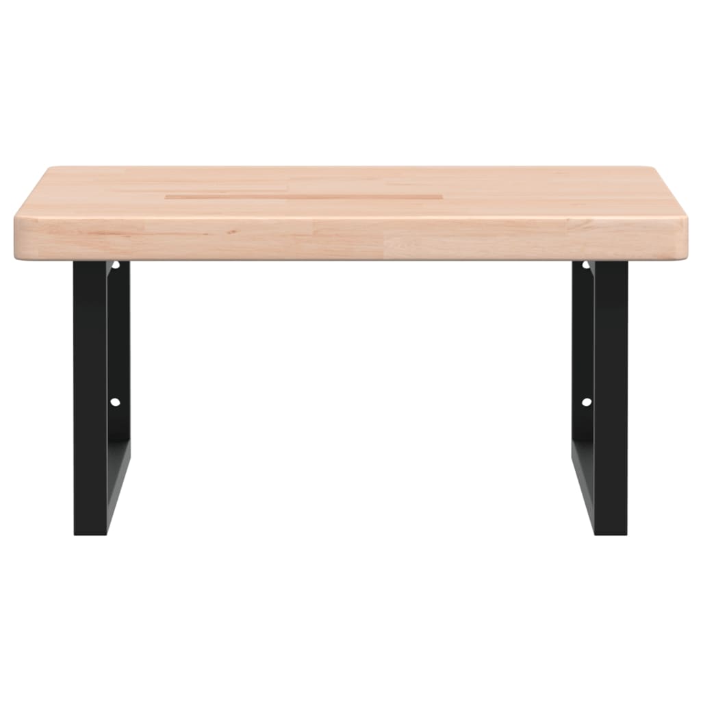 Basin Shelf Wall Mounted Steel and Solid Wood Oak