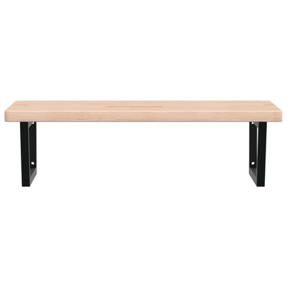 Basin Shelf Wall Mounted Steel and Solid Wood Oak