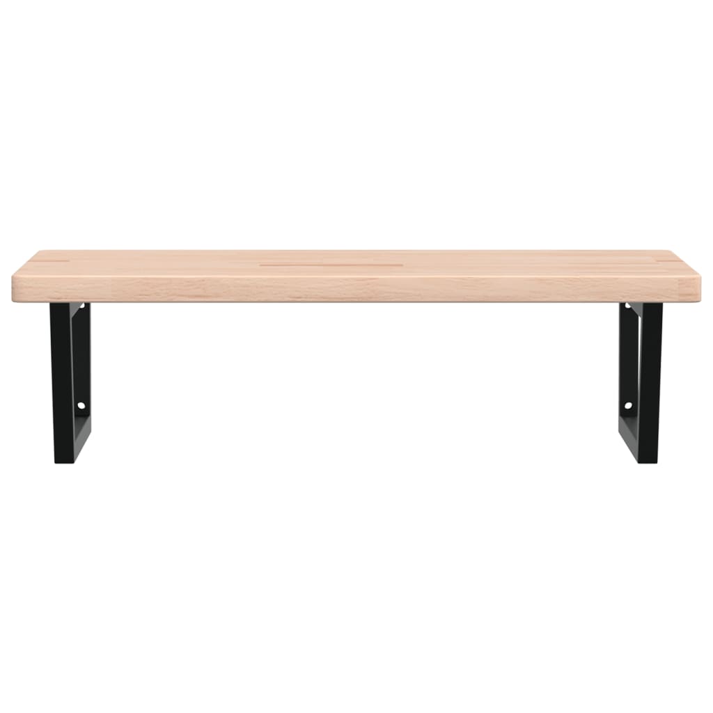 Basin Shelf Wall Mounted Steel and Solid Wood Oak