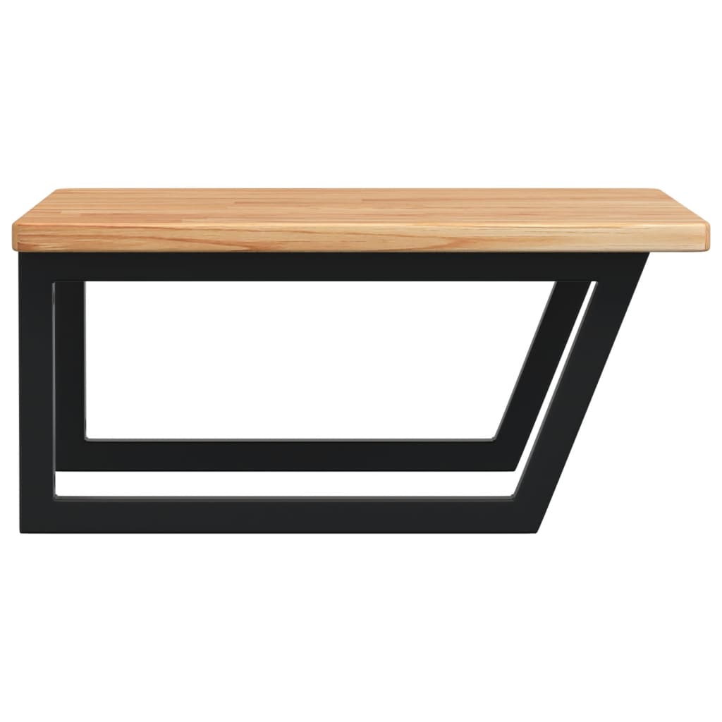 Basin Shelf Wall Mounted Steel and Solid Wood Oak