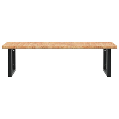 Basin Shelf Wall Mounted Steel and Solid Wood Oak