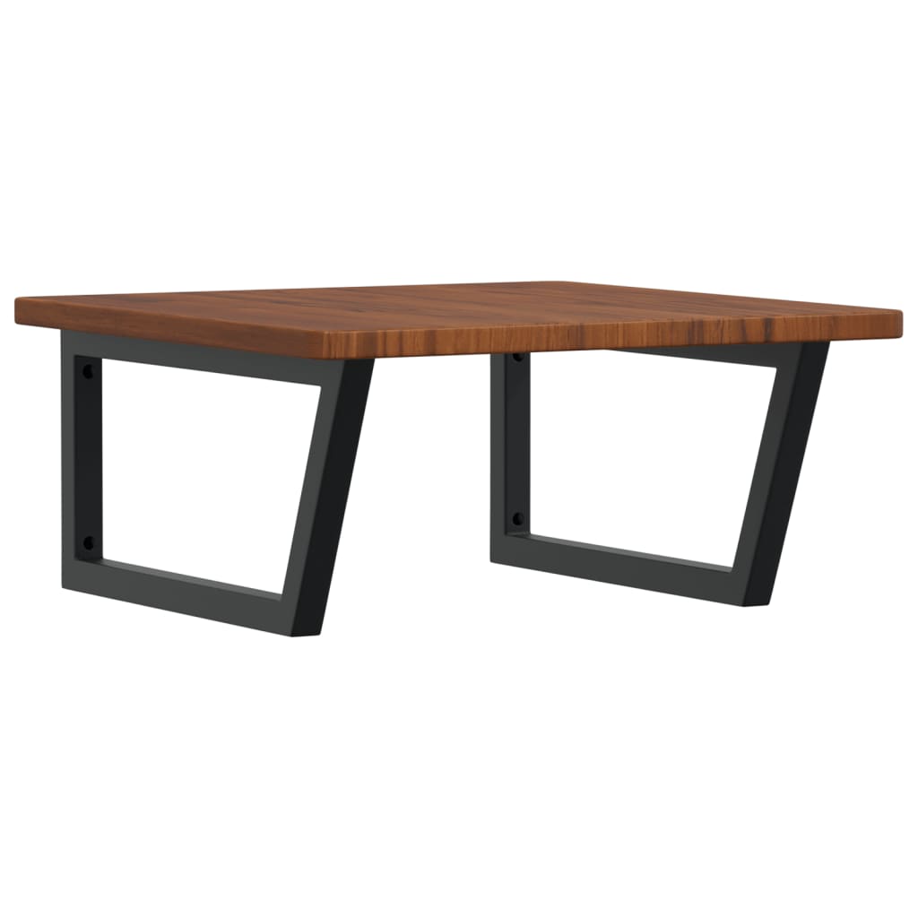 Basin Shelf Wall Mounted Steel and Solid Wood Oak