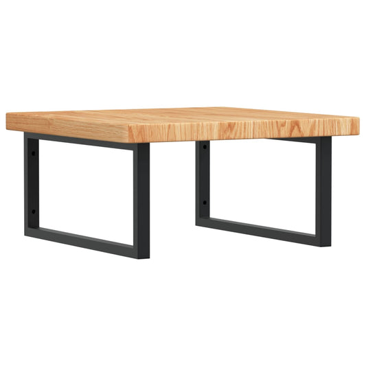 Basin Shelf Wall Mounted Steel and Solid Wood Oak