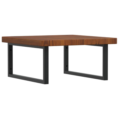 Basin Shelf Wall Mounted Steel and Solid Wood Oak