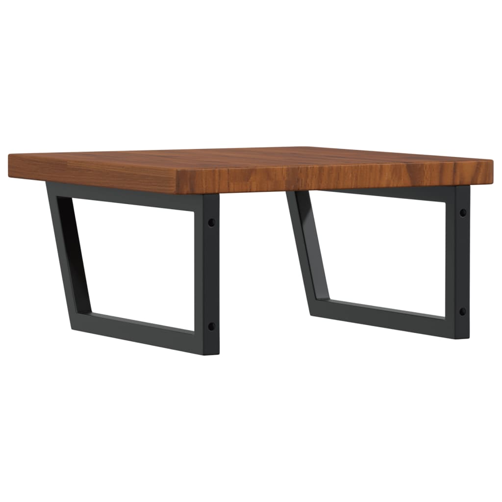 Basin Shelf Wall Mounted Steel and Solid Wood Oak
