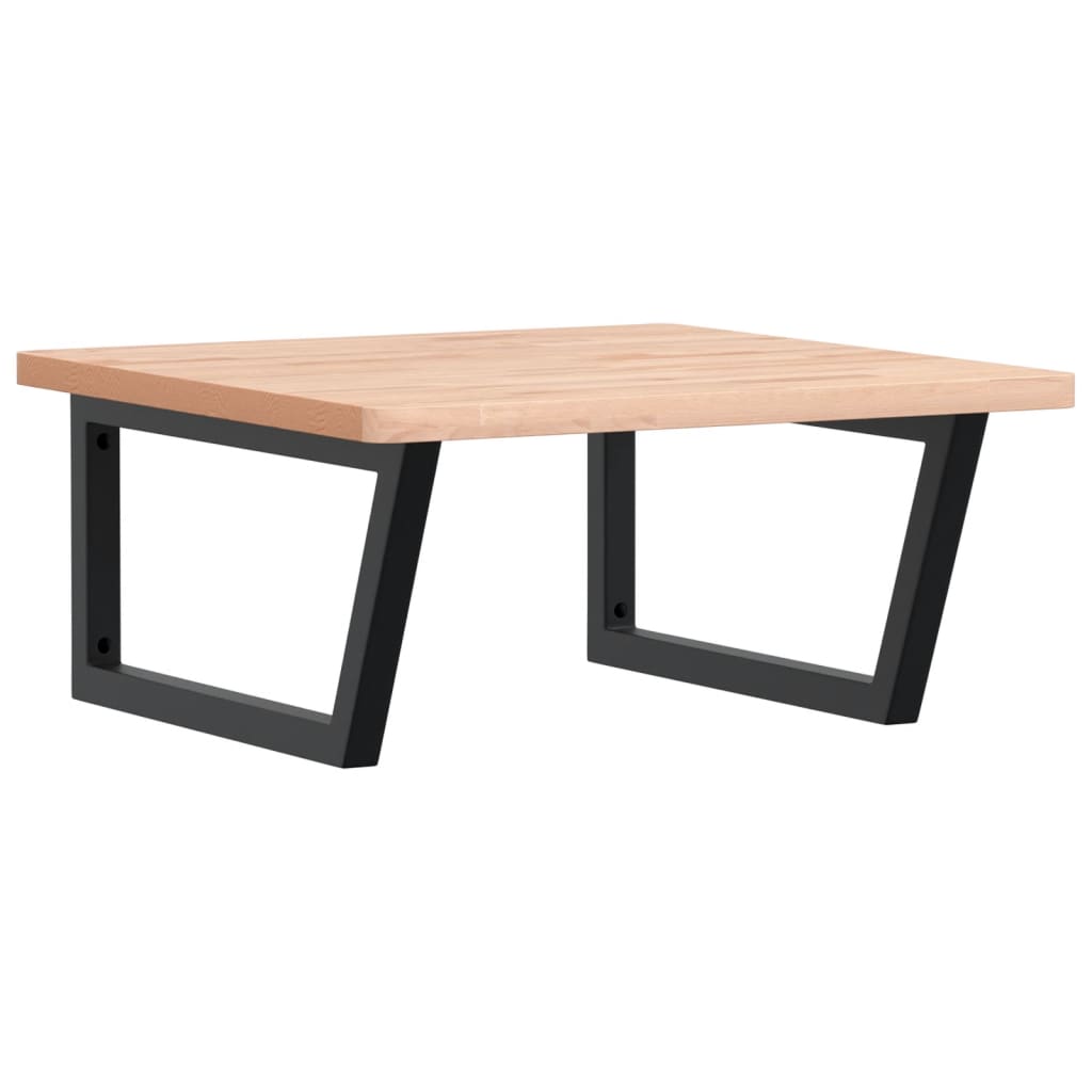 Basin Shelf Wall Mounted Steel and Solid Wood Beech