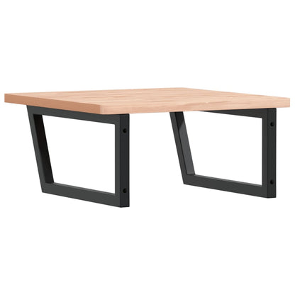 Basin Shelf Wall Mounted Steel and Solid Wood Beech
