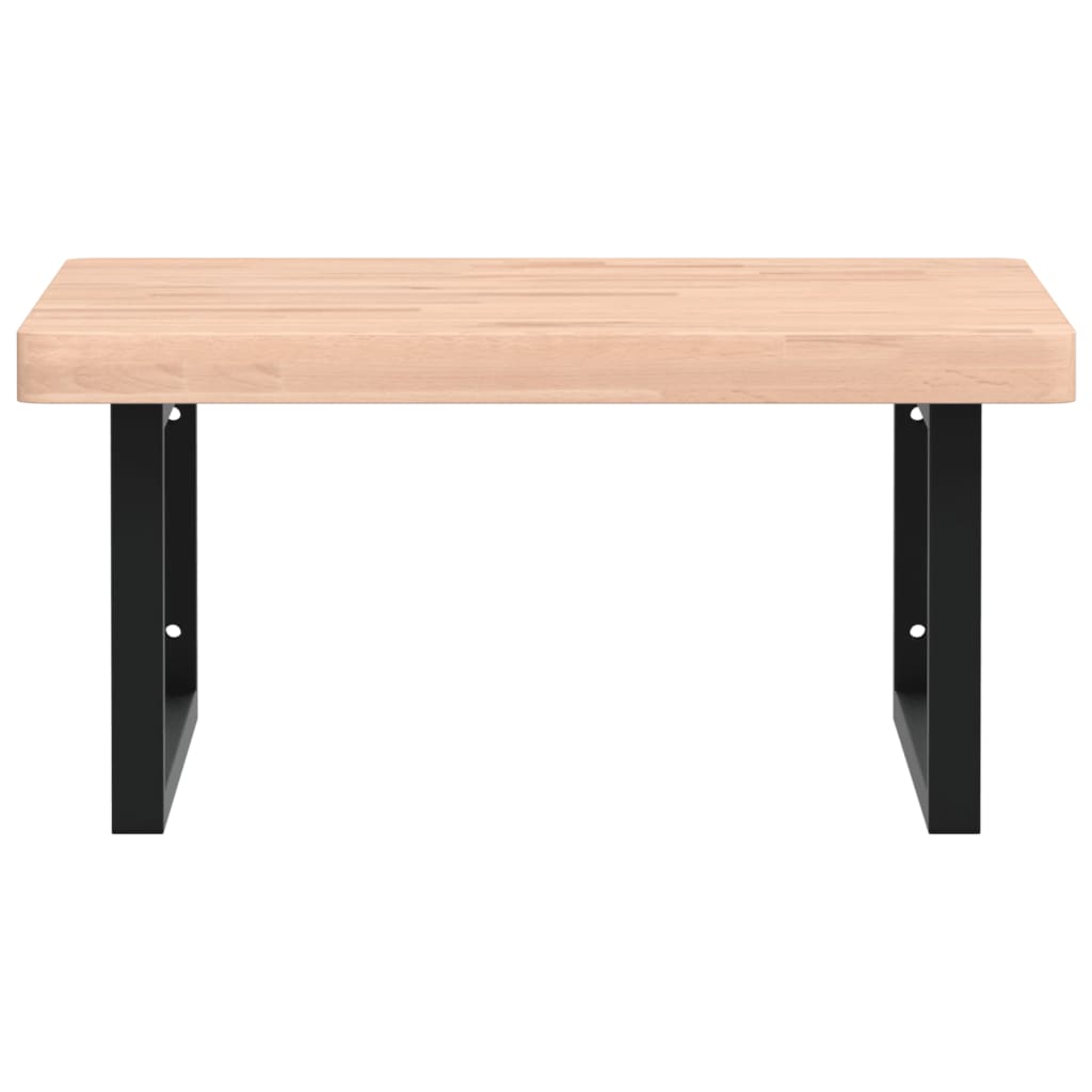 Basin Shelf Wall Mounted Steel and Solid Wood Beech