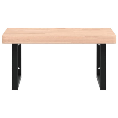 Basin Shelf Wall Mounted Steel and Solid Wood Beech