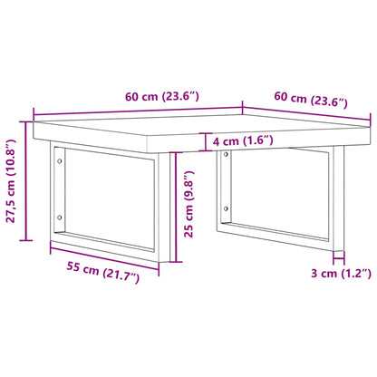 Basin Shelf Wall Mounted Steel and Solid Wood Beech