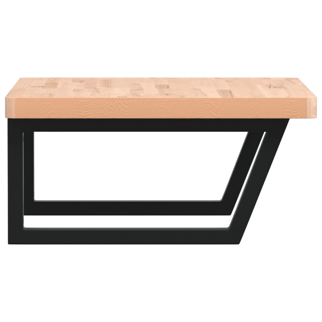 Basin Shelf Wall Mounted Steel and Solid Wood Beech