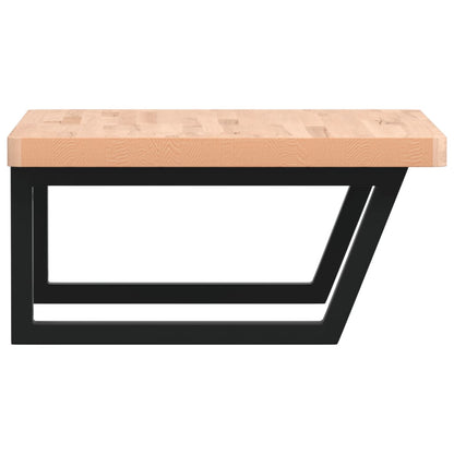 Basin Shelf Wall Mounted Steel and Solid Wood Beech