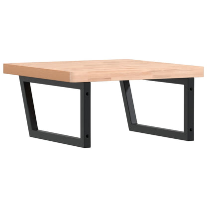 Basin Shelf Wall Mounted Steel and Solid Wood Beech