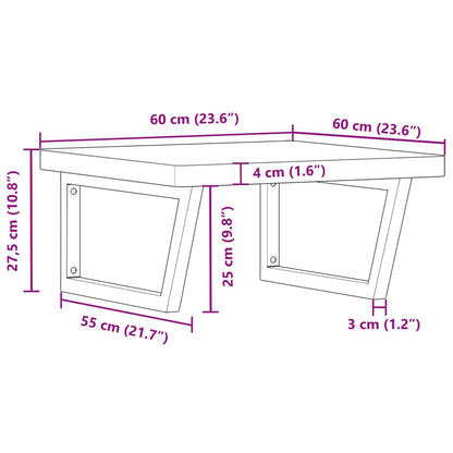 Basin Shelf Wall Mounted Steel and Solid Wood Beech