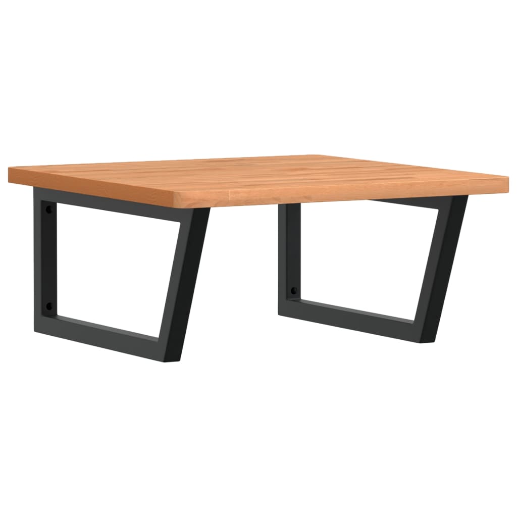 Basin Shelf Wall Mounted Steel and Solid Wood Beech