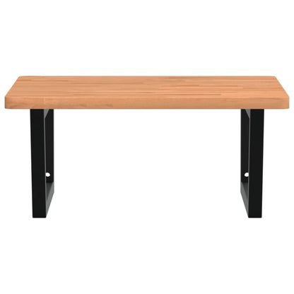 Basin Shelf Wall Mounted Steel and Solid Wood Beech