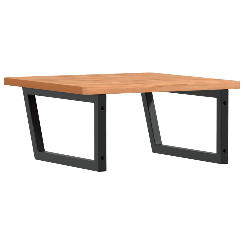Basin Shelf Wall Mounted Steel and Solid Wood Beech