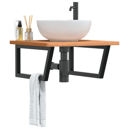 Basin Shelf Wall Mounted Steel and Solid Wood Beech
