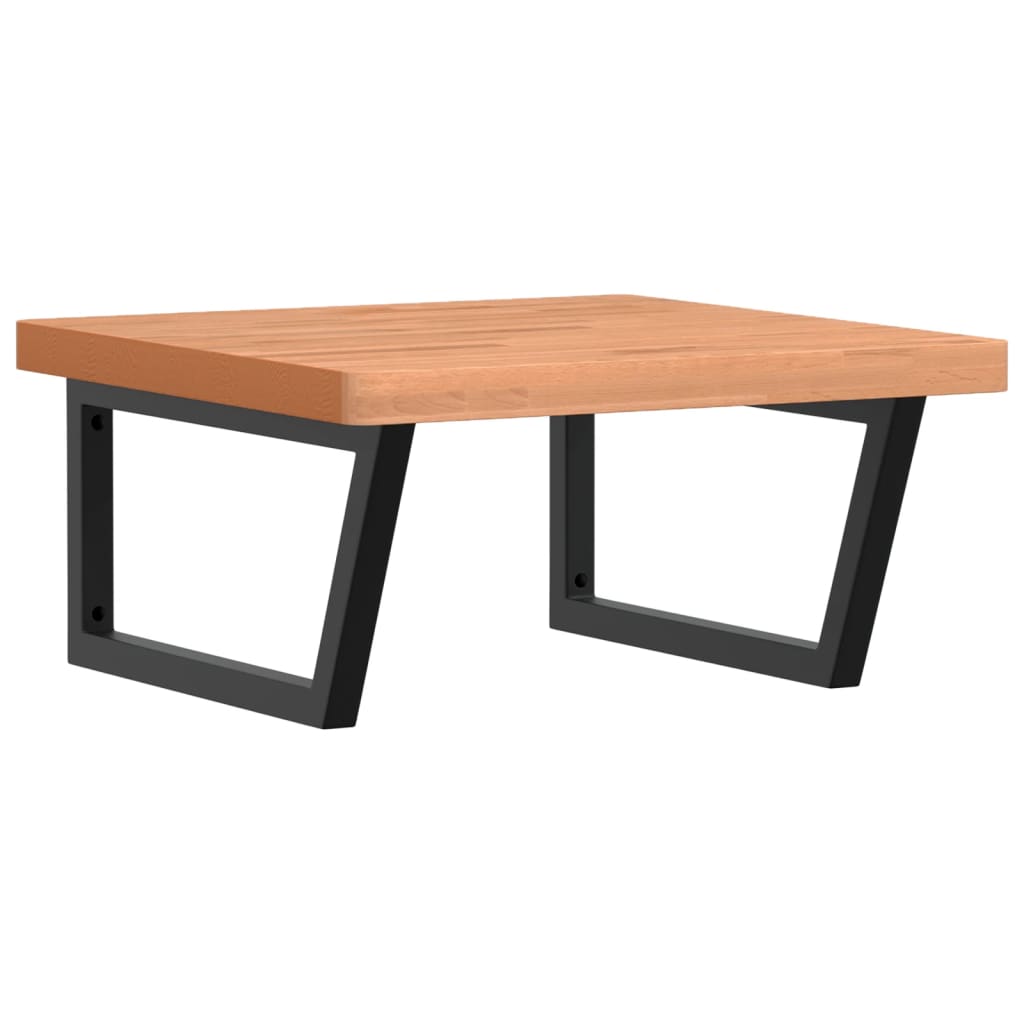 Basin Shelf Wall Mounted Steel and Solid Wood Beech