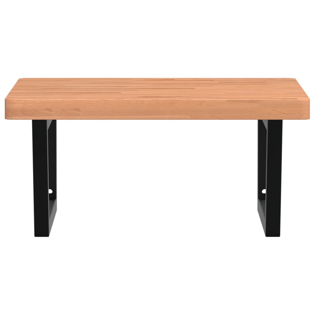 Basin Shelf Wall Mounted Steel and Solid Wood Beech
