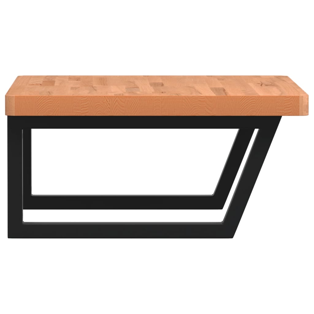 Basin Shelf Wall Mounted Steel and Solid Wood Beech
