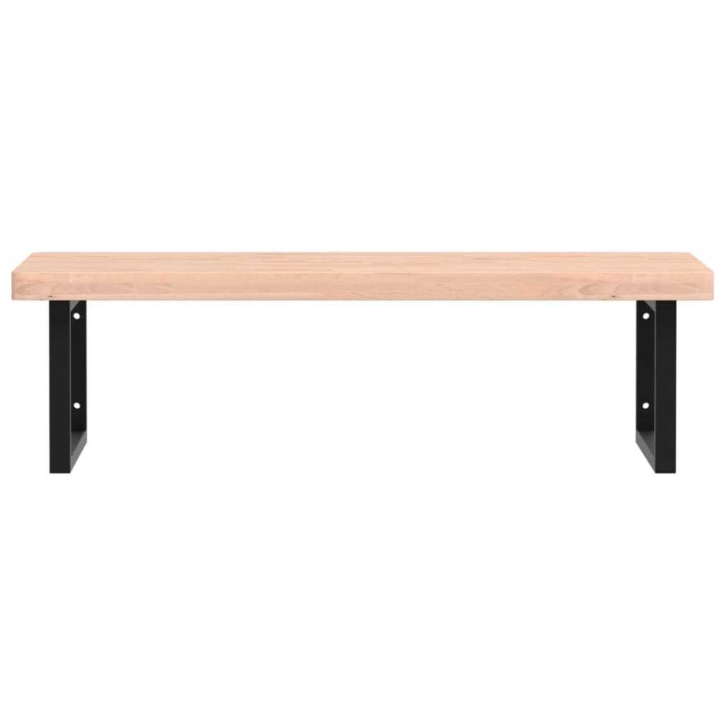 Basin Shelf Wall Mounted Steel and Solid Wood Beech