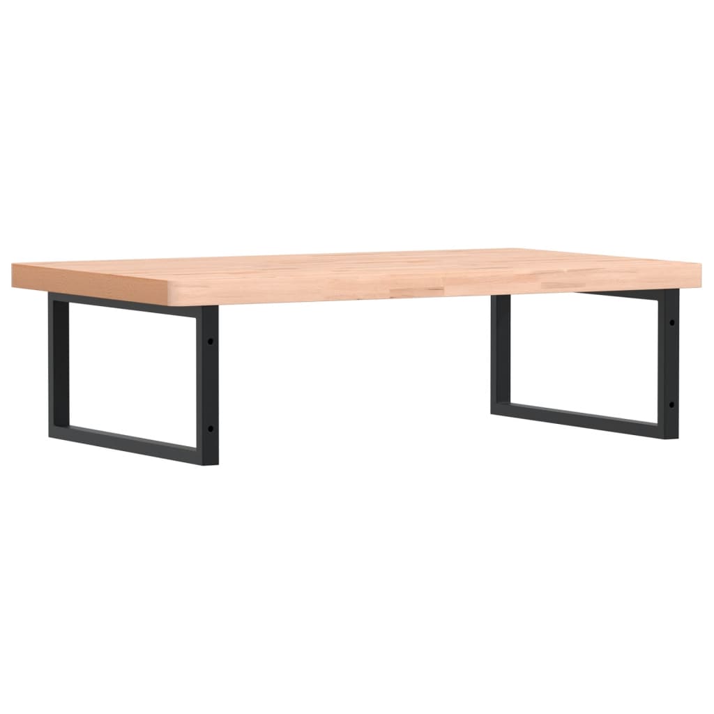Basin Shelf Wall Mounted Steel and Solid Wood Beech