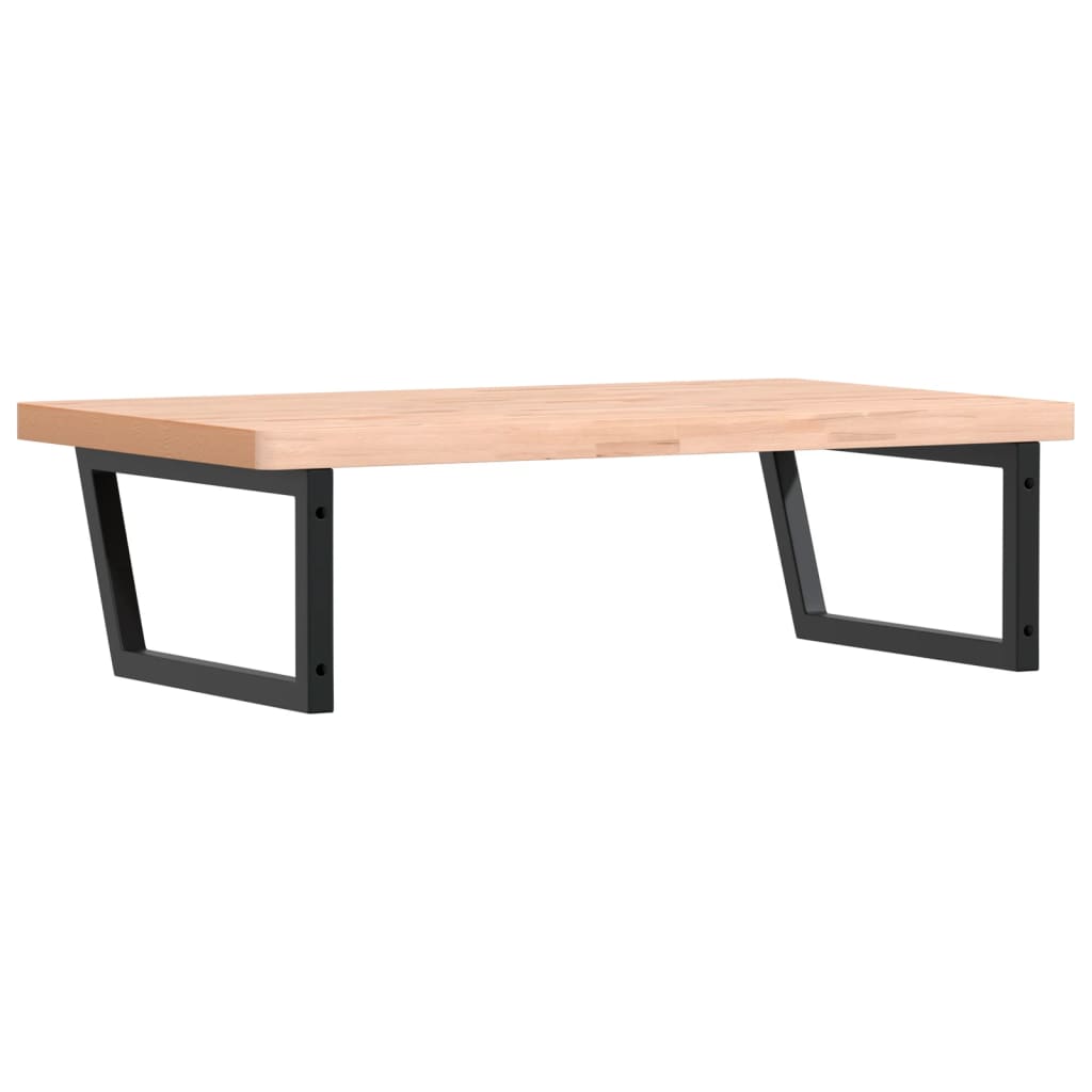 Basin Shelf Wall Mounted Steel and Solid Wood Beech