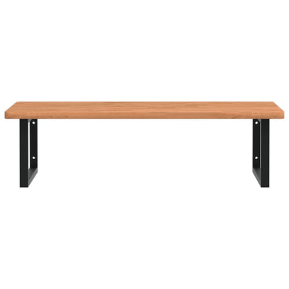 Basin Shelf Wall Mounted Steel and Solid Wood Beech