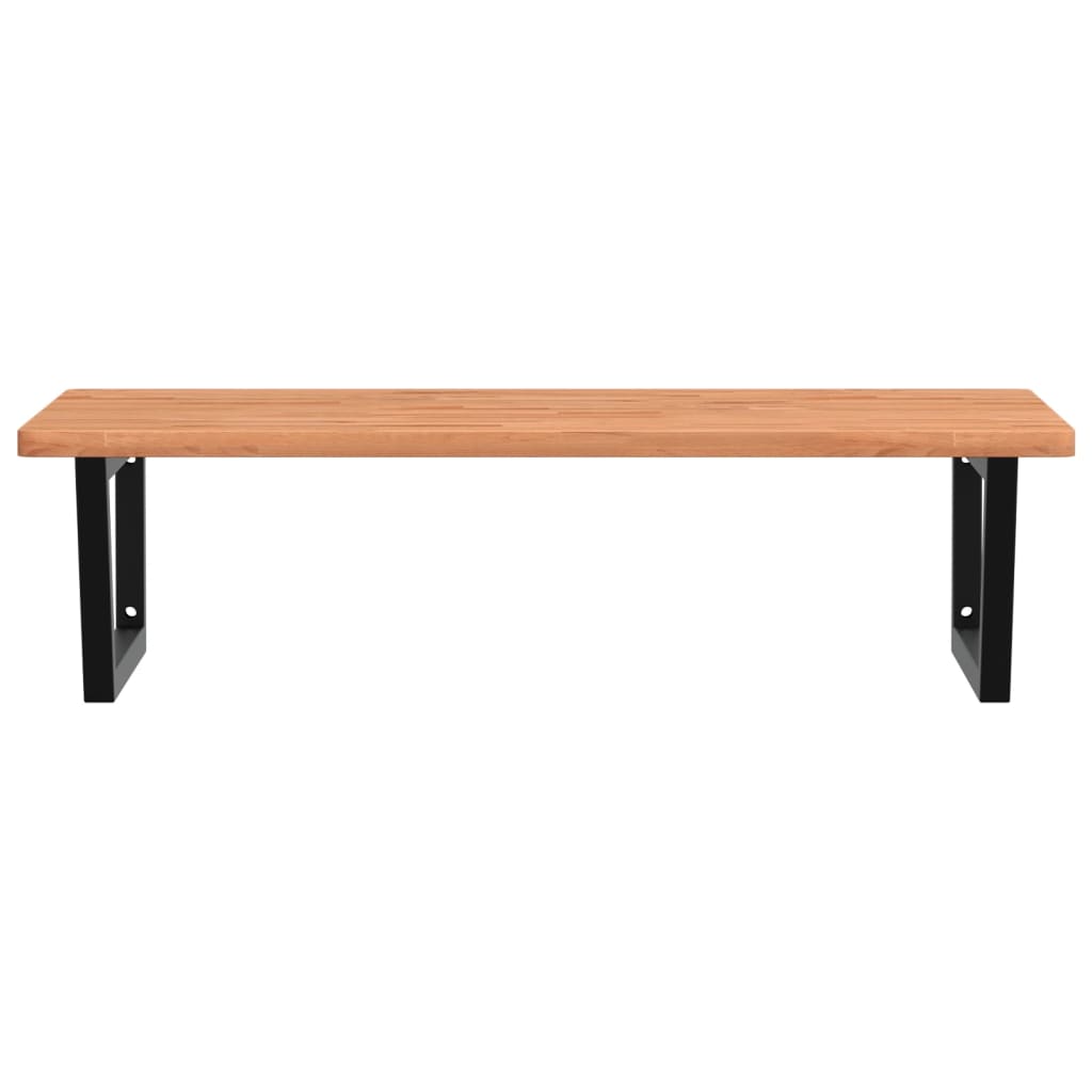 Basin Shelf Wall Mounted Steel and Solid Wood Beech