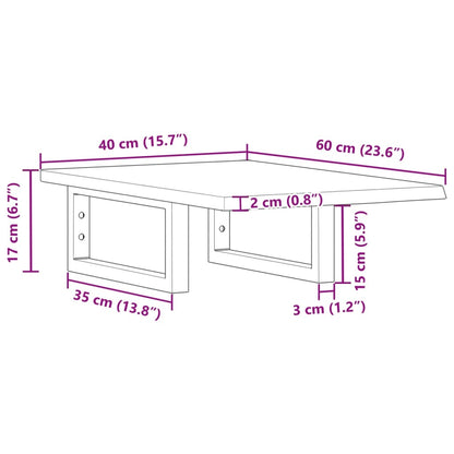 Basin Shelf Wall Mounted Steel and Solid Wood Oak