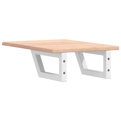 Basin Shelf Wall Mounted Steel and Solid Wood Oak
