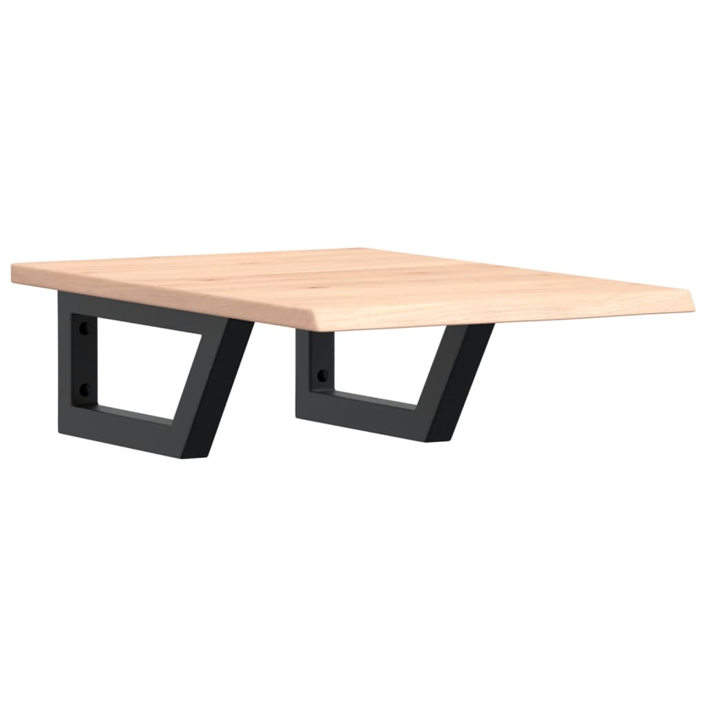 Basin Shelf Wall Mounted Steel and Solid Wood Oak